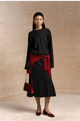 Yi Qin E Cotton-Modal Long-Sleeve Top - Ink Black